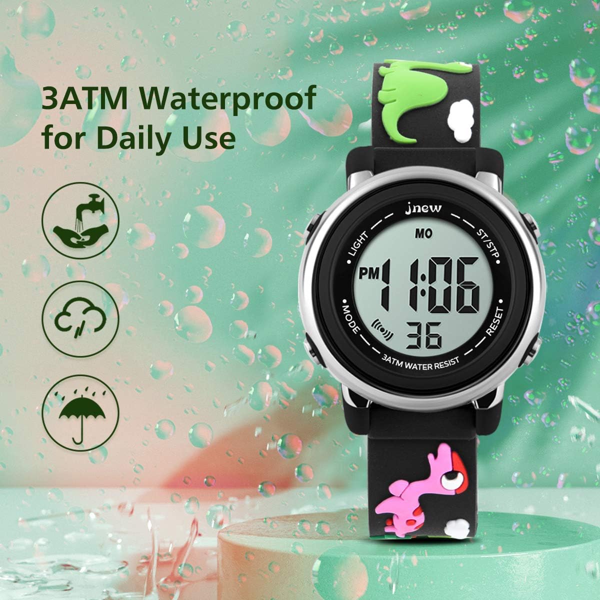 L LAVAREDO Kids Watches Girl Watches Ages 3-12 Sports Waterproof 3D Cute Cartoon Digital 7 Color Lights Wrist Watch for Kids