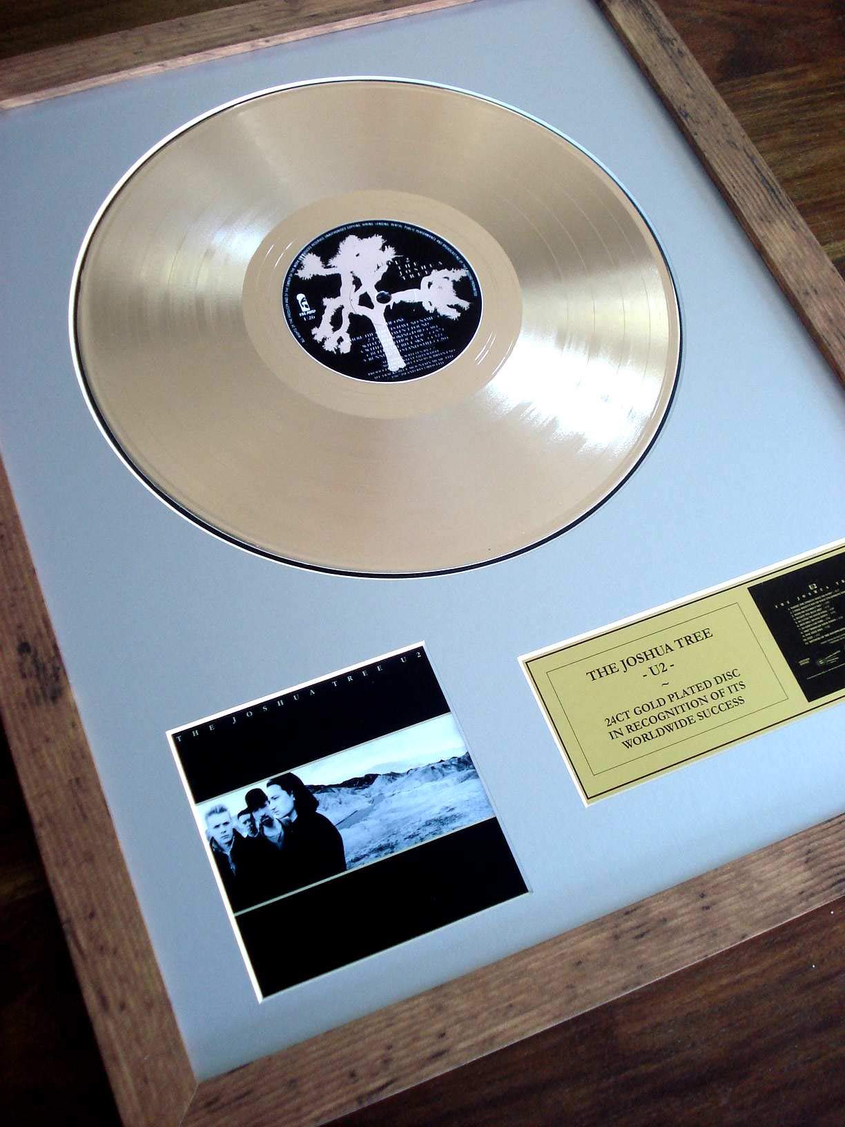 U2 THE JOSHUA TREE LP GOLD DISC RECORD ALBUM AWARD