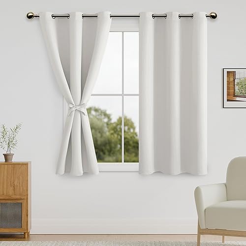 Miniatura 6 de DWCN Cortinas opacas cortas para dormitorio con alzapaños, de privacidad, para oscurecer la habitación, con ojales en la parte superior, para sala