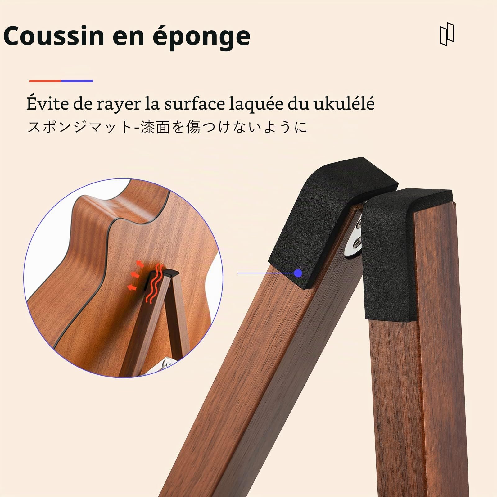 Donner Support Guitare en Bois Porte Guitare, A-frame Stand Guitare Pliable Portable pour Guitare Acoustique et Electrique, Ukulélé, Basse