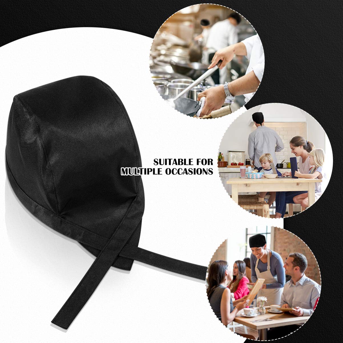SOIMISS Gorros De Mujer Chef Skull Cap Hat with Ties Waiter Waiter Uniform Bakery BBQ Hat Restaurant Cook Work Hat () Gorros De Chef para Hombre