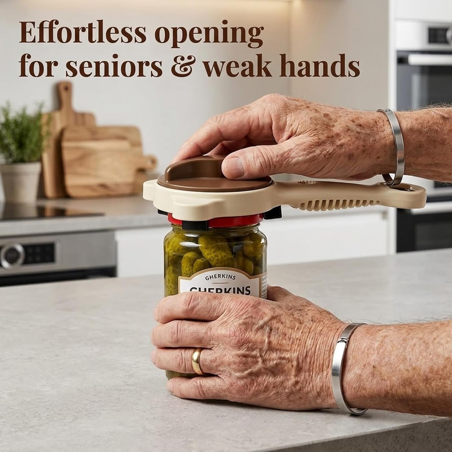 4-in-1 Jar Opener, Adjustable Lid Opener with Non-Slip Grip, Multi-Function Bottle & Can Opener, Easy Open Kitchen Gadget for Jars, Bottles & Lids (Beige, 1PC/2PCS) (2)