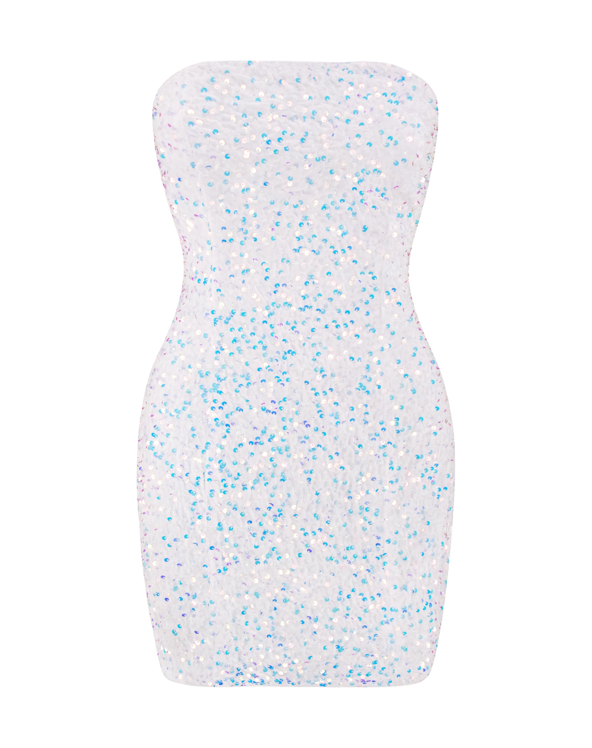 Naimo Vestido corto de lentejuelas para mujer, sin mangas, sin tirantes, bandeau, para fiesta, cóctel