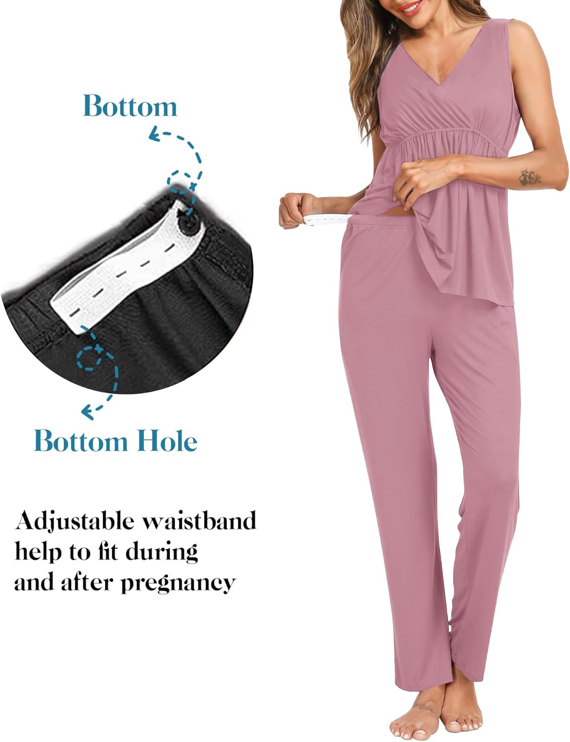 SWOMOG Maternity Nursing Robe Set 3 Piece Postpartum Breastfeeding Pajamas 3 in 1 Hospital Labor Delivery Pregnancy Pjs - Image 3