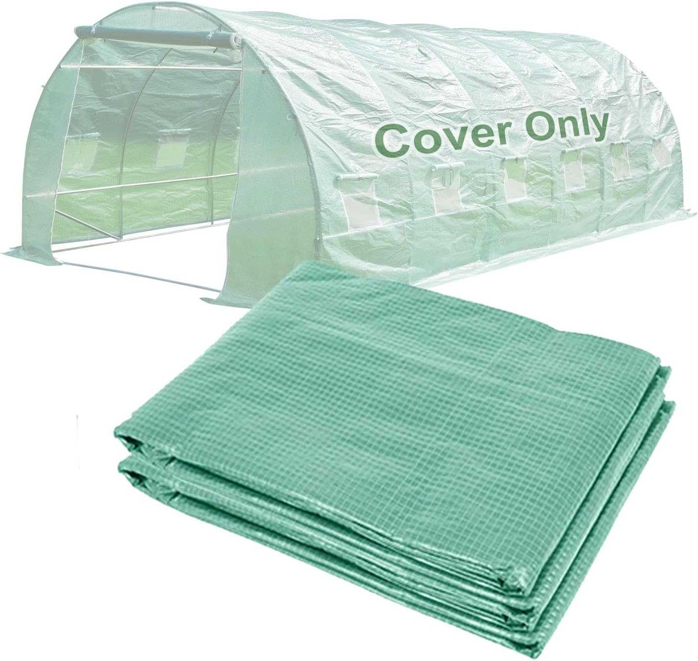 BPS Greenhouse Replacement Cover 20' x 10' x 7' Large Walk in Tunnel Outdoor Plant Gardening Greenhouse Cover (Frame NOT Included)