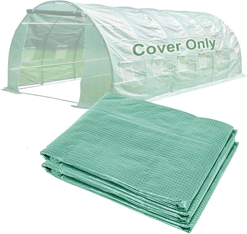 BPS Greenhouse Replacement Cover 20' x 10' x 7' Large Walk in Tunnel Outdoor Plant Gardening Greenhouse Cover (Frame NOT Included)