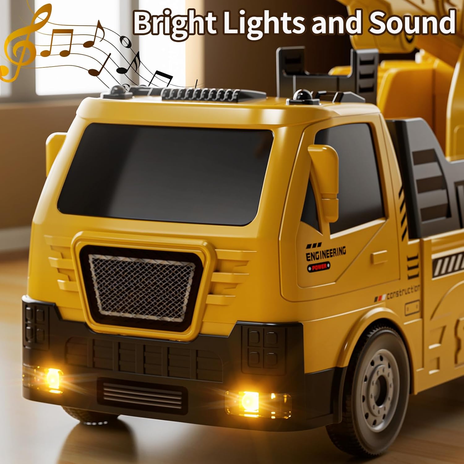 Construction Truck Crane Track Toy for Kids 3 4 5 6 7 8 Years Old, Engineering Excavator Vehicle Race Track with 8 Small Cars, Sound and Light, Boy Toys, Gifts for Toddlers Boy Girl Ages 3-5