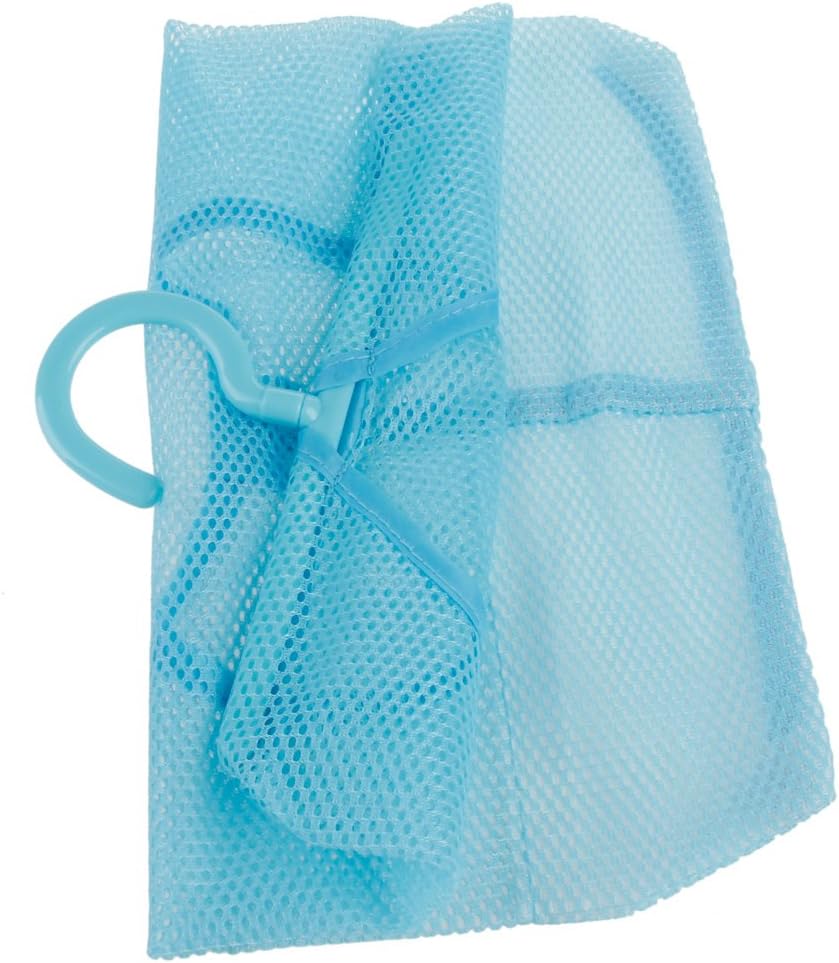 Kitchen Bathroom Hanging Storage Clothespin Hanging Mesh Bag Hook Organizer, 25*29cm, Blue