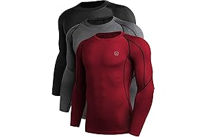 Men's 3 Pack Dry Fit Long Sleeve Compression Shirts for Workout or Running