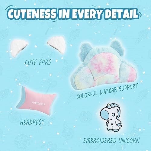 Miniatura 3 de Silla de juegos con orejas de gato de piel sintética, silla ergonómica ajustable para oficina, escritorio, computadora para jugadores, adultos,