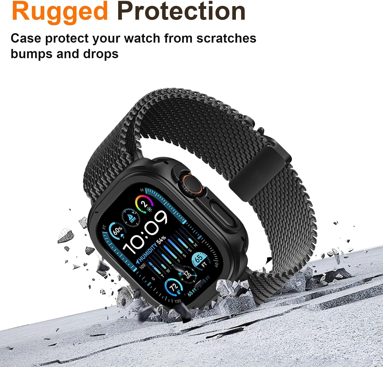 2 in 1 Upgrade Metal Case Compatible with Apple Watch Ultra 3/2/1 49mm with Back Cover, Rugged Bumper Protective Cover for iWatch Ultra 49mm (Black) - Image 4