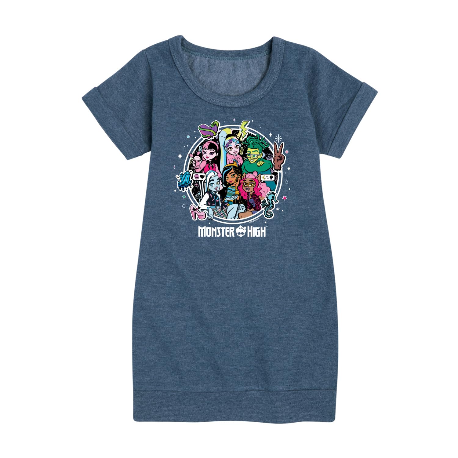 Monster High - Friend Group Chracter Icons- Toddler & Youth Girls Fleece Dress