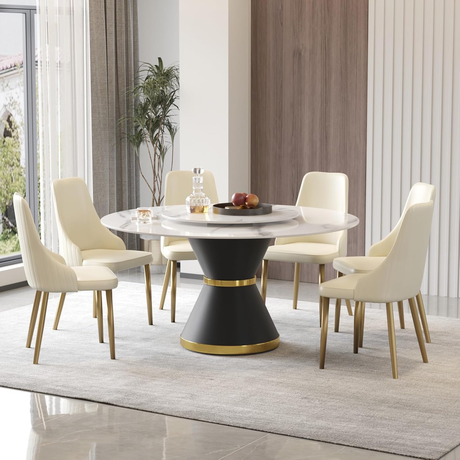 Round Dining Table for 8, White Sintered Stone Liberia Ubuy