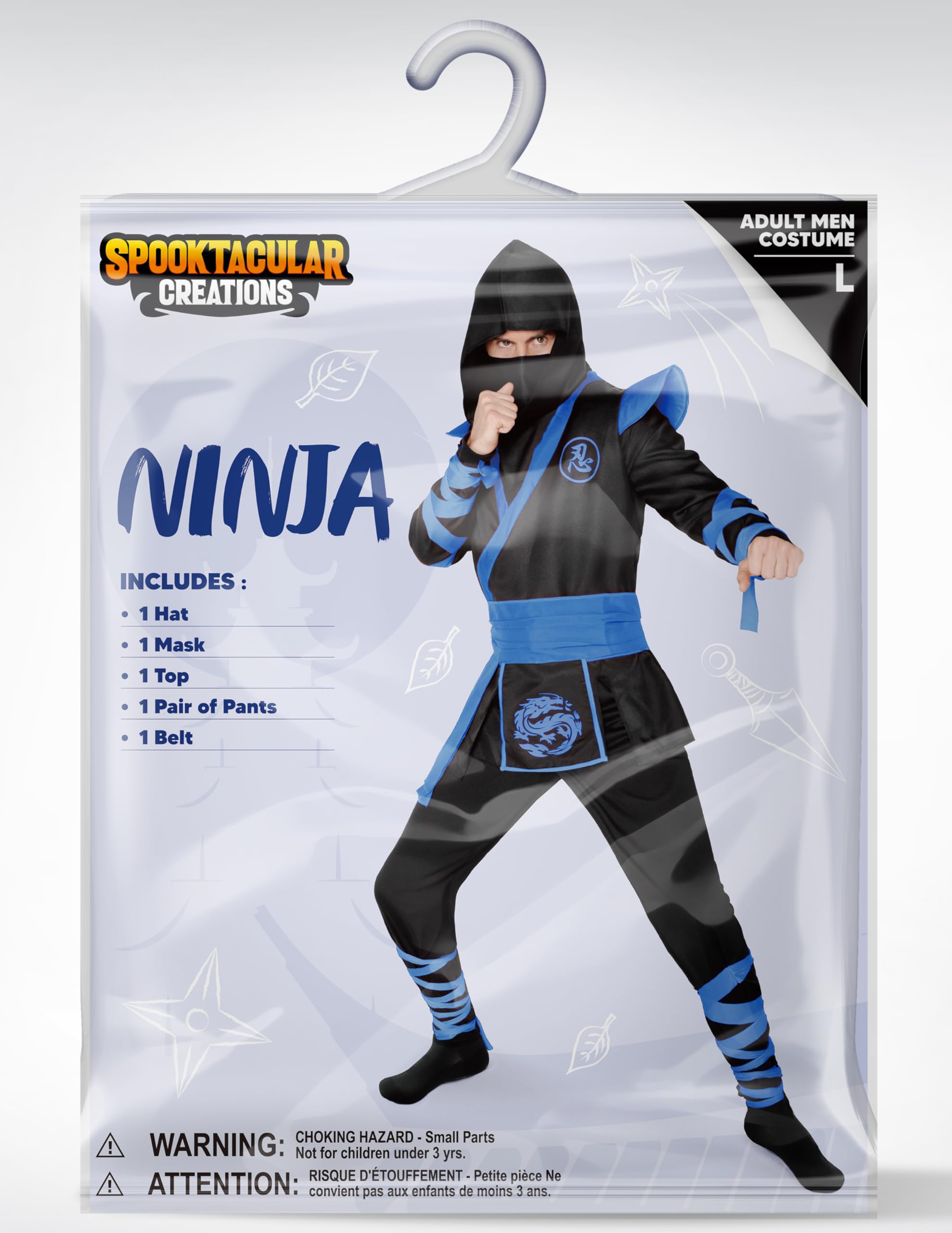 Spooktacular Creations Męski kostium ninja, kostium na Halloween, dla dorosłych, ninja na Halloween, imprezę cosplay