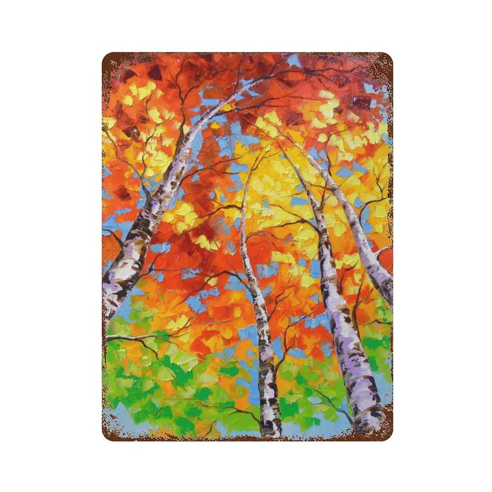 Sky Birch Rusty Metal Tin Sign 15.7"x11.8", Ideal for Patio, Garden Room And Bar Decor