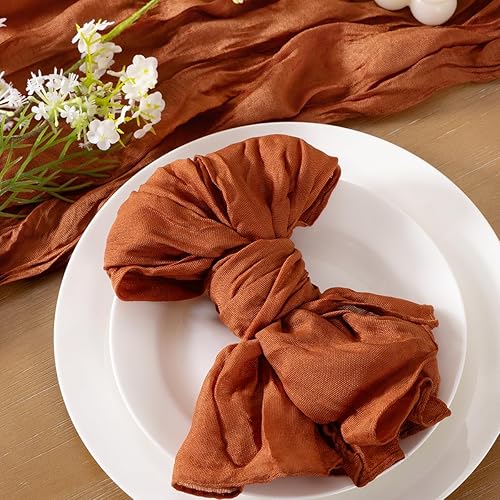 Miniatura 2 de Socomi Juego de 10 servilletas de gasa de color naranja quemado para otoño, juego de 10 servilletas de gasa lavables para boda, fiesta, baby shower,