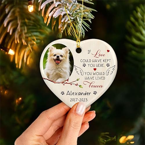 Miniatura 3 de Marco de fotos personalizado conmemorativo para mascotas, adorno de Navidad 2023, If Love Could Have Kept You Here - Adornos de fotos de perro,