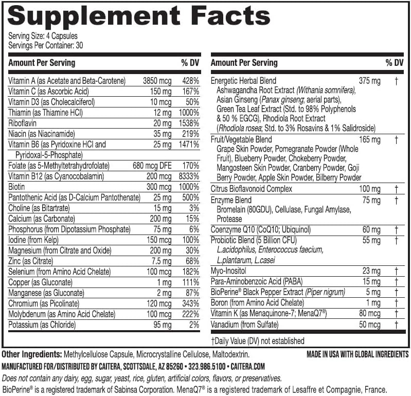 Wellness Wake-Up | 6-in1 Dietary Supplement for Men/Women | Vitamin, Mineral, Enzyme & Probiotic Complex to Support Optimal Health and Vitality | Vegan 120 Capsules - Image 5