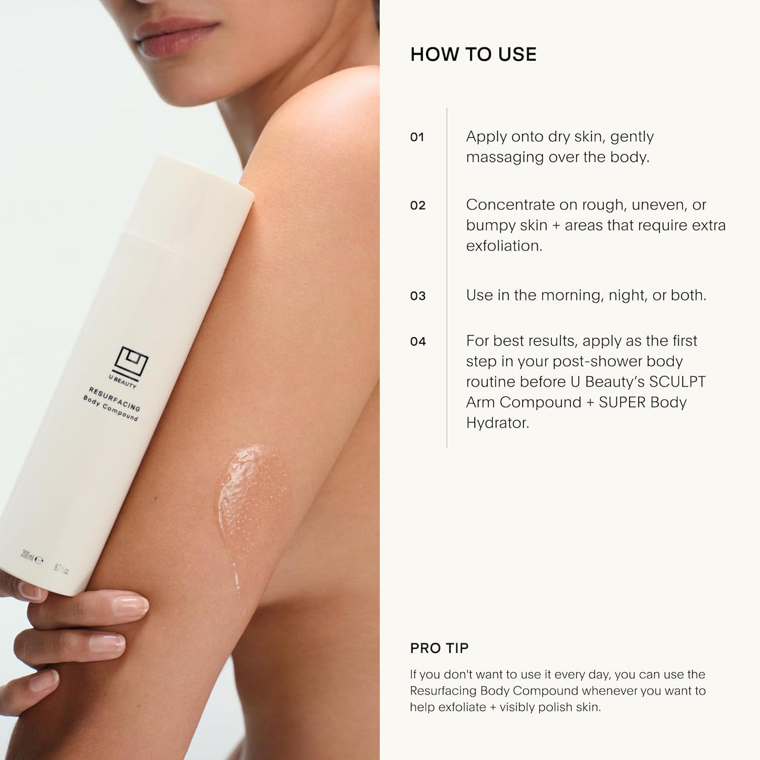 U Beauty Resurfacing Body Compound - Firming AHA & Retinol Serum, Phytic, Lactic & Glycolic Acids Tackle Keratosis Pilaris & Uneven Texture - Shea Butter & Papain for Hydrated Soothed Skin - 6.7 Fl Oz - Image 6