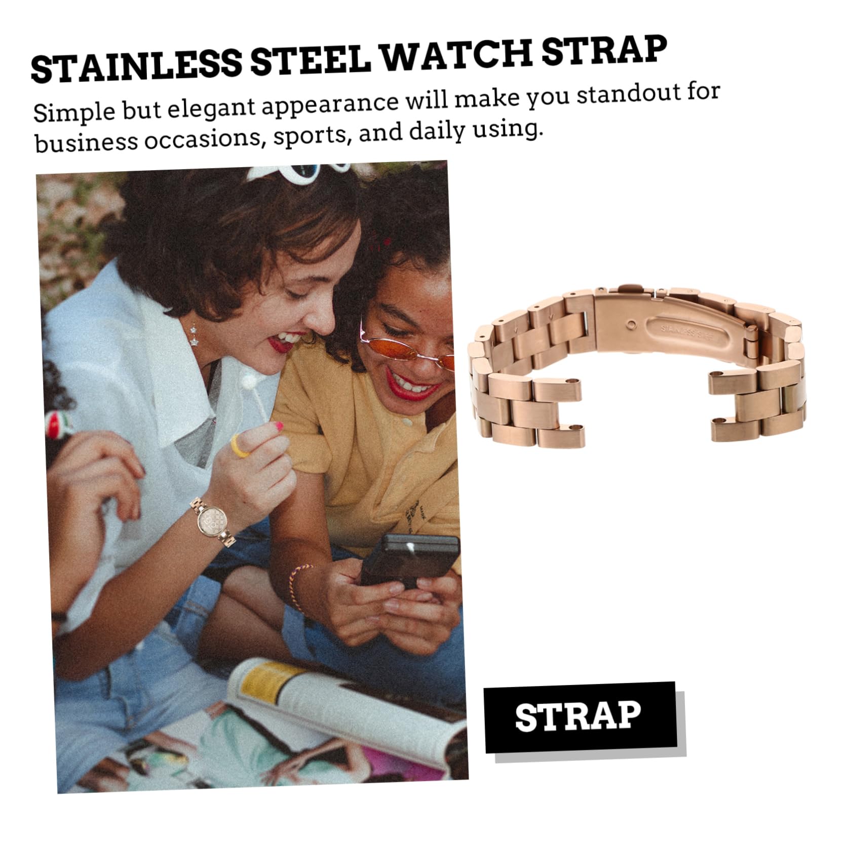 2piezas Correa De Inoxidable Para Smartwatch y Elegante Para Mujeres Diseño Cómodo y Luxuoso