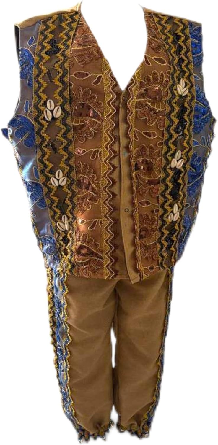 San Lazaro Effimaye Men Clothing – Traditional Santeria Outfit for Men, Babalú Ayé Camino Effimaye Ceremonial Set, Afro-Cuban Religious Garment