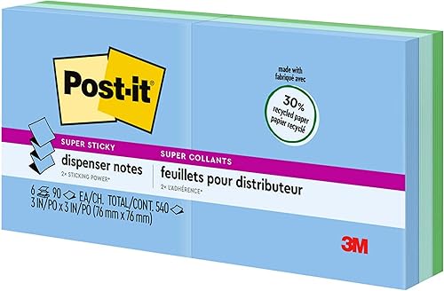 Miniatura 11 de Post-it Notas emergentes súper adhesivas, 3 x 3 pulgadas, 6 blocs, 2 veces el poder de pegado, Poptimista, colores brillantes, reciclables