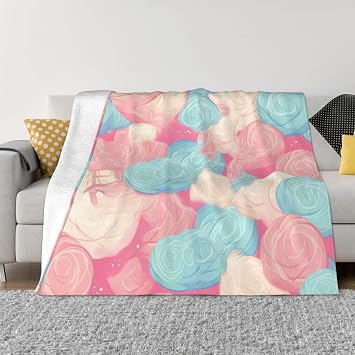 Cotton Candy Blankets and Throws Ultra-Soft Micro Fleece Blanket Luxury All Seasons Throw Blanket 60"x50" Lightweight Flannel Air Conditioning Blankets for Couch Travel