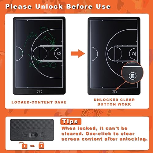 Miniatura 10 de Tablero de marcador táctico de entrenamiento con pantalla LCD de 16 pulgadas, tablero electrónico con lápiz capacitivo, con función de bloqueo, para