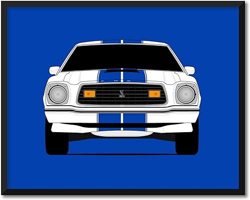 CUSTOMIZABLE COLOR Custom Car Posters Handmade Poster compatible with Ford Mustang II Cobra (1974-1978) Print Wall Art Décor - 8x10" Satin Print