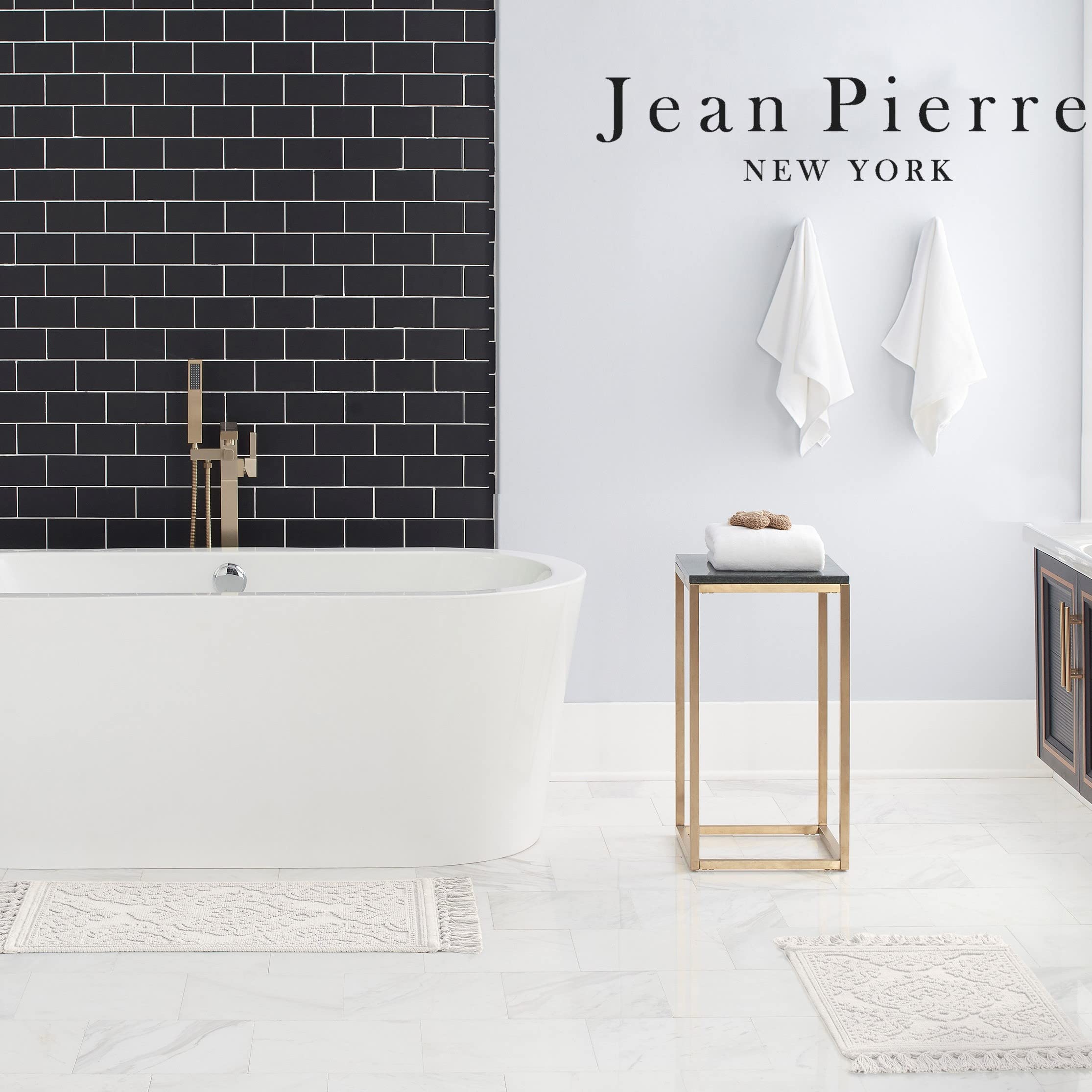 Jean Pierre New York bawełniany dywanik łazienkowy, miękki bawełniany chodnik, dekoracja łazienki, chłonny i nadający się do prania w pralce, kreatywne pomysły do wystrój wnętrza domu