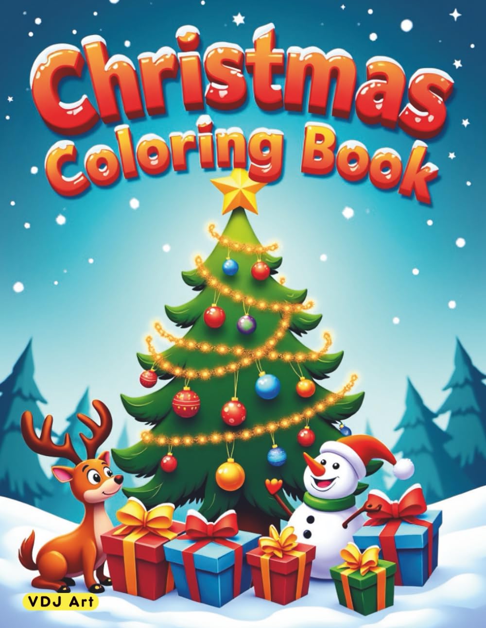 Christmas Coloring Book: 60 Coloring Designs for Adults, Bold Outline, Easy, Simple, Cute Santa, Gifts, Animals Illustrations: A Holiday Coloring Book for Mindfulness and Relaxation