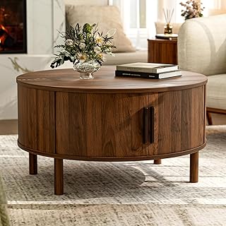 Coffee Table for Living Room, Modern Round Coffee Table with Cabinets & ...