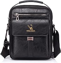 Men's Vintage Leather Small Shoulder Bag Crossbody Business Satchel Satchel Pouch Handbags for Travel, Hiking and Work, black 3, Retro