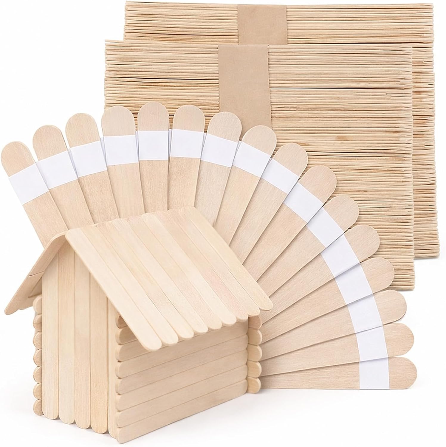 BreezeHug 500 Pcs 6'' x 1'' Self-Adhesive Jumbo Craft Sticks Large Wooden Sticks with Adhesive Tips for Crafts and Mess-Free Arts DIY Home Stem