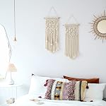 Mkono 2 Pcs Macrame Woven mur suspendu Boho Chic géométrique Art Decor - Belle chambre à coucher Nursery Apartment Maison Décoration, Cadeau pour les filles Adultes Anniversaire Noël, 28" L x 13" W