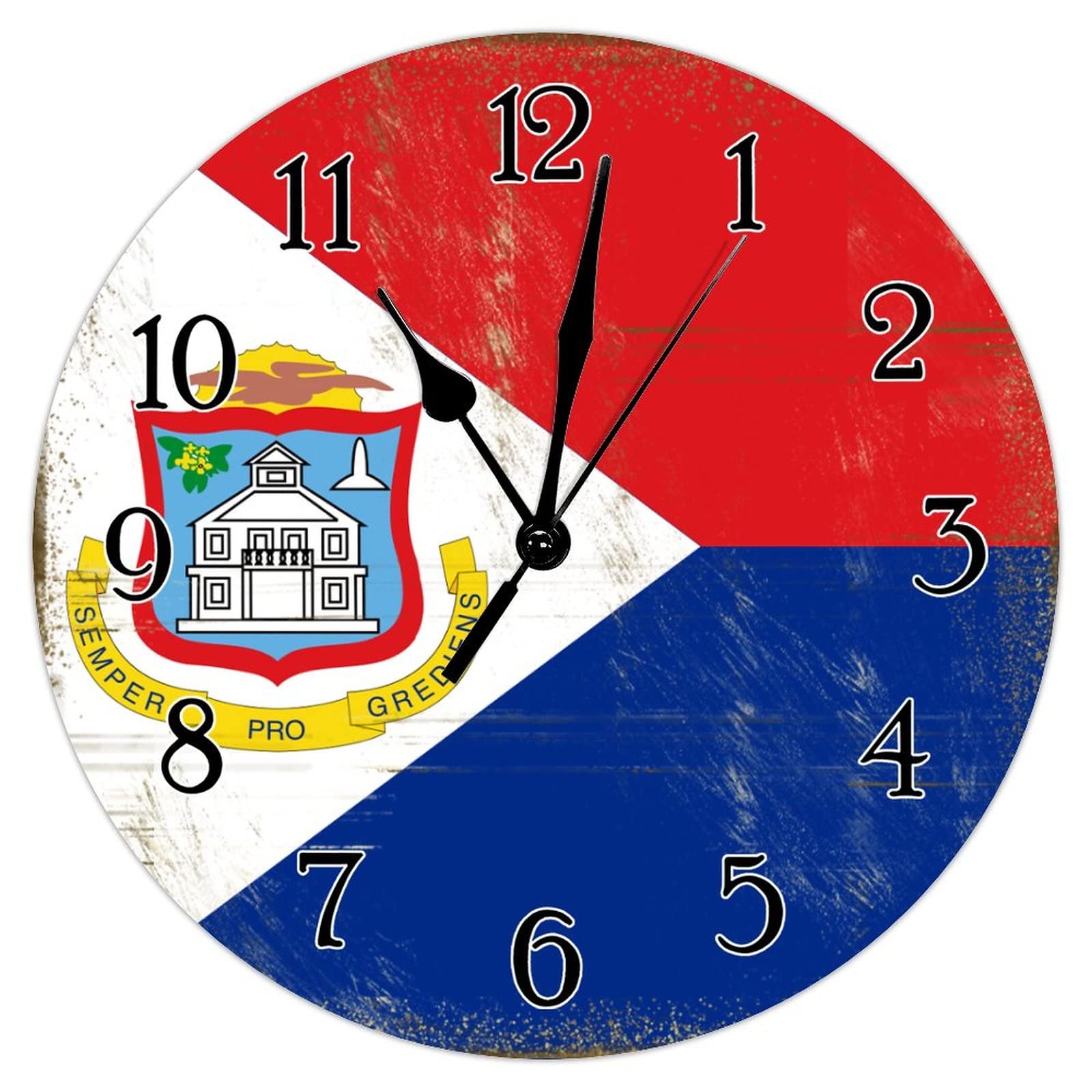 Horloge murale vintage Sint Maarten ronde 38 cm pour votre chambre à coucher