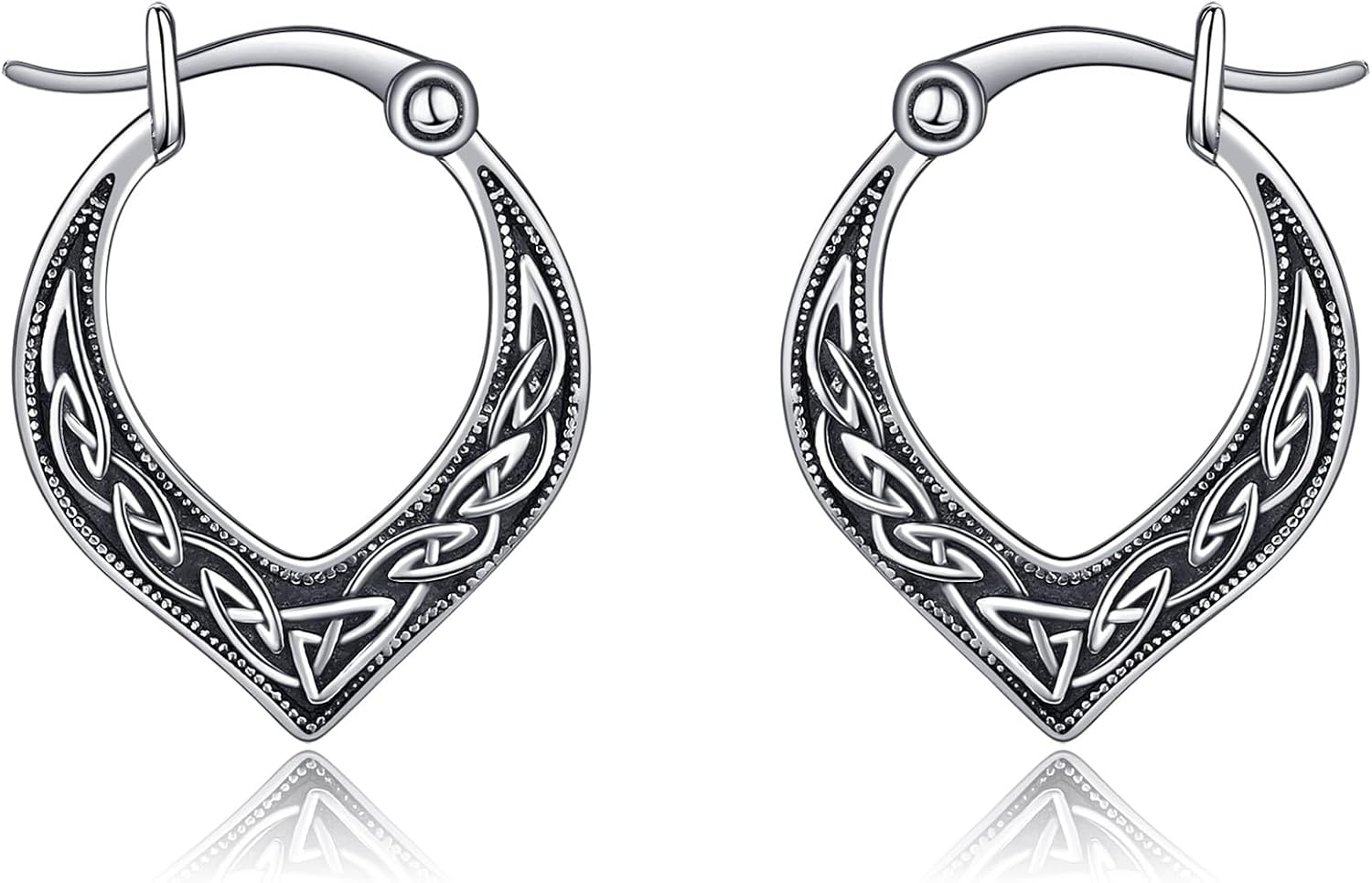Celtic Knot Hoop Earrings 925 Sterling Silver Men Hoop Earrings Small Vintage Irish Earrings for Men Women