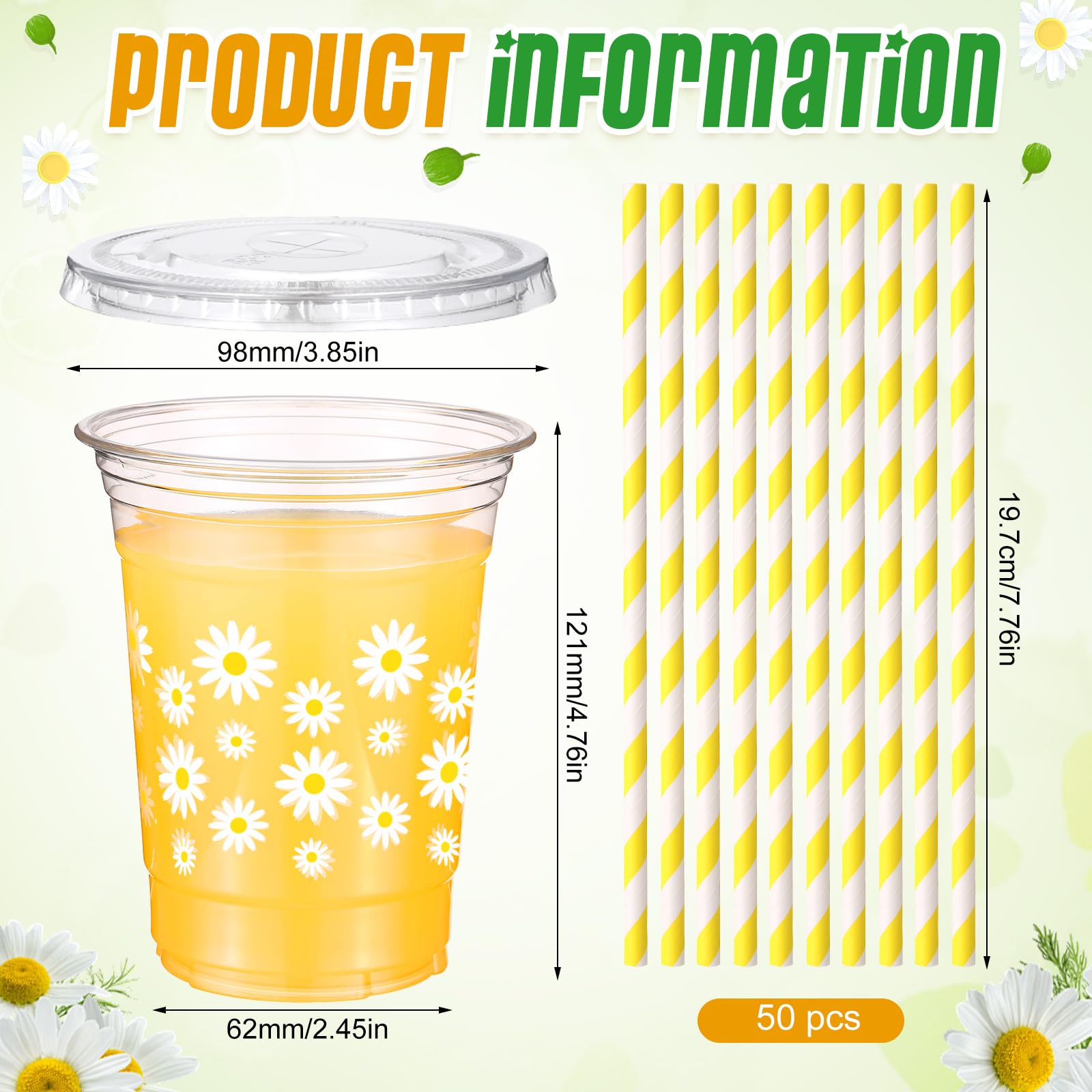 Amazon.com: Yungyan 50 Sets Daisy Groovy Plastic Cups with Lids and Straws 16  oz Coffee Juice Drinking Cups for Daisy Party Decoration Summer Birthday  Baby Shower Party Supplies : Toys & Games