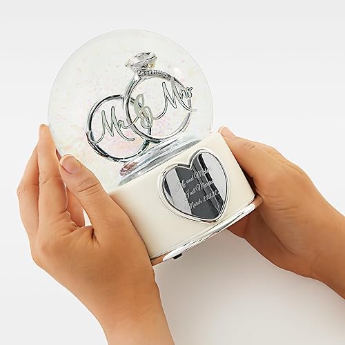 Miniatura 3 de THINGS REMEMBERED Anillo de compromiso Mr. & Mrs. Anillo de boda Globo de nieve (personalización gratuita)