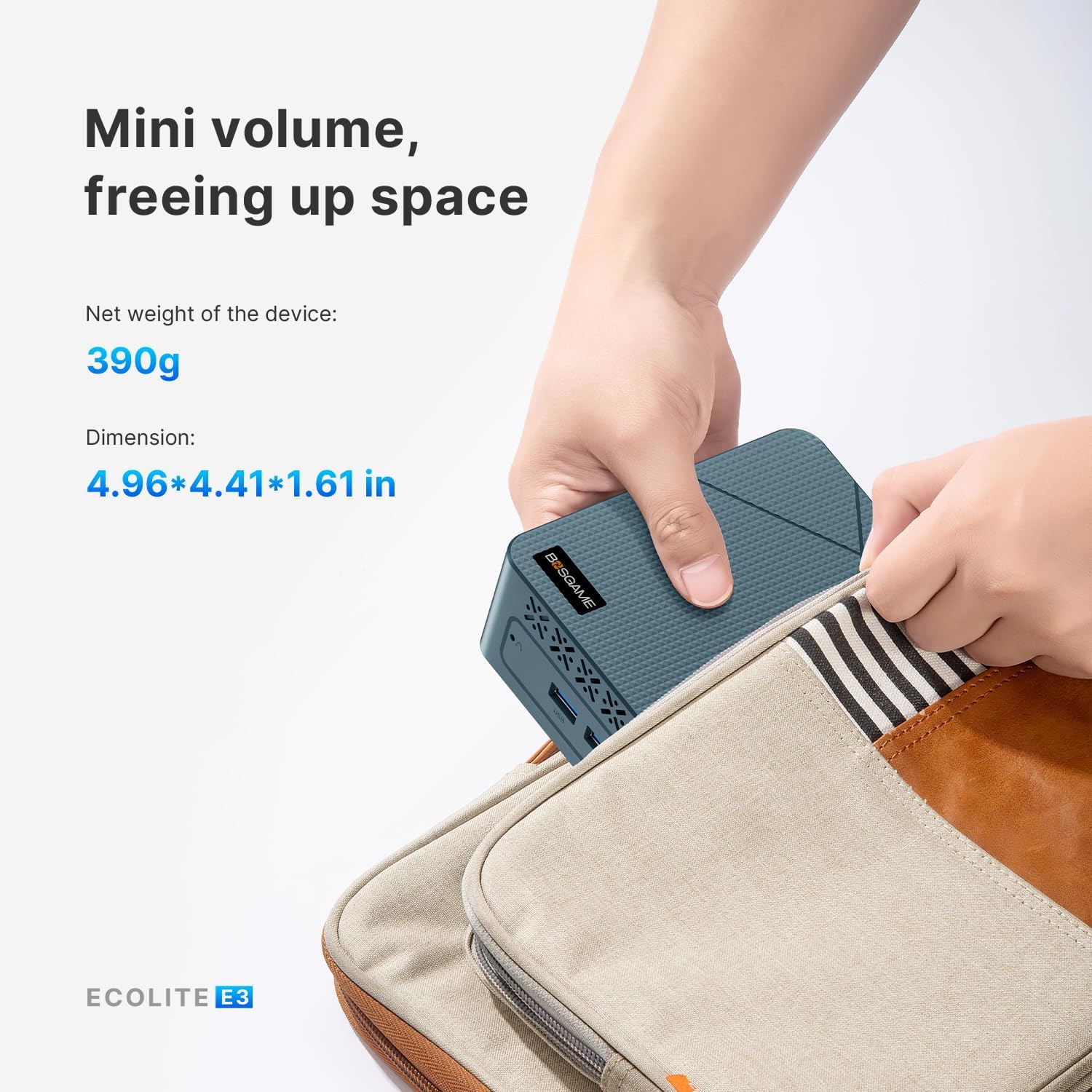 BOSGAME Mini PC E3 dimensions and weight