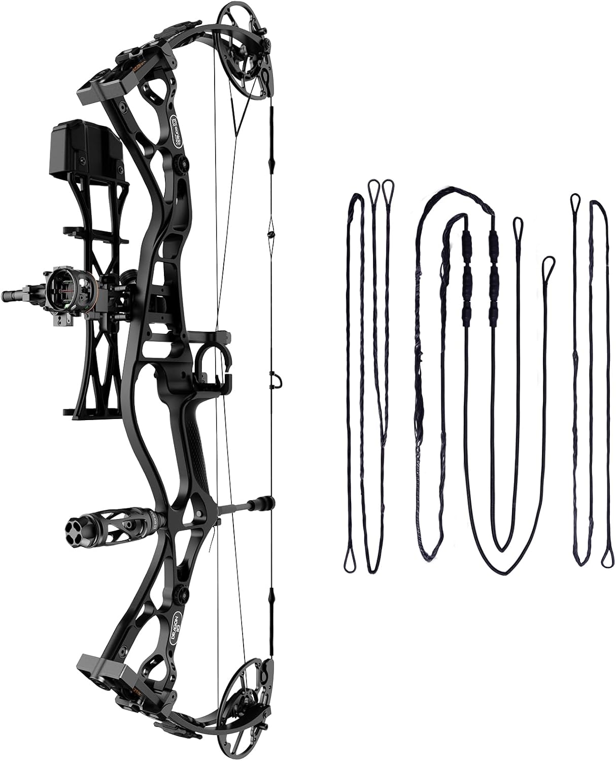 Sanlida Dragon 10 Flagship Top of The Line Hunting Compound Bow Kit (Medium Cam(27"-30"), Black, 60-70#) and Dragon 10 Compound Bowstring and Cable Kit 22 Strands (Medium Cam)