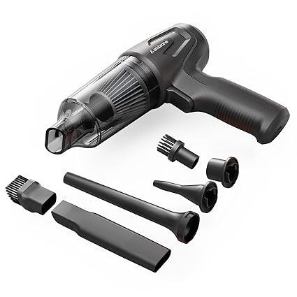 Ambrane 12kPA Powerful Suction 80W Wireless Hand Vacuum & Air Blower 2-in-1 Wireless Vacuum Cleaner, BLDC Motor HEPA Filter, Compact & Lightweight for Car, Home use, & Pet Hair (Mini Vac 02, Black)