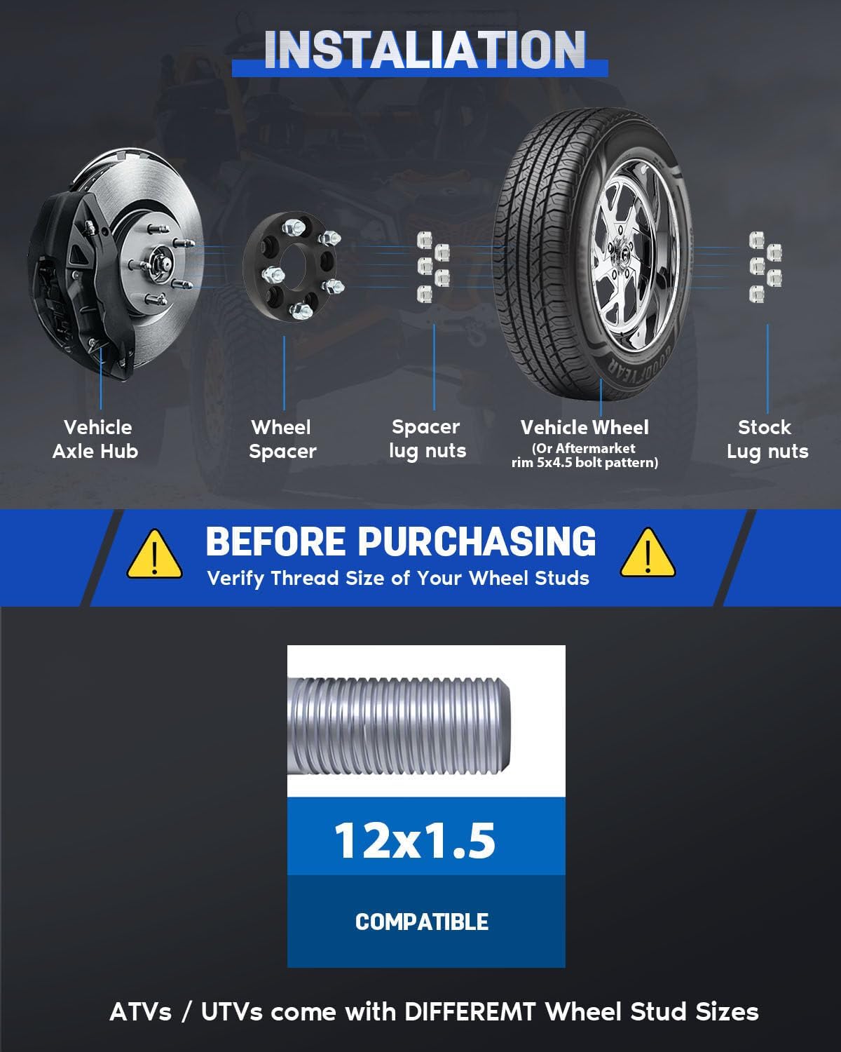 ECCPP 2PCS change bolt pattern from 5x110 to 5x4.5 Conversion Wheel Adapters 1" 5 Lug for Chevrolet Cobalt 2005-2010| for HHR 2006-2011(Only 5x4.5 Wheels)