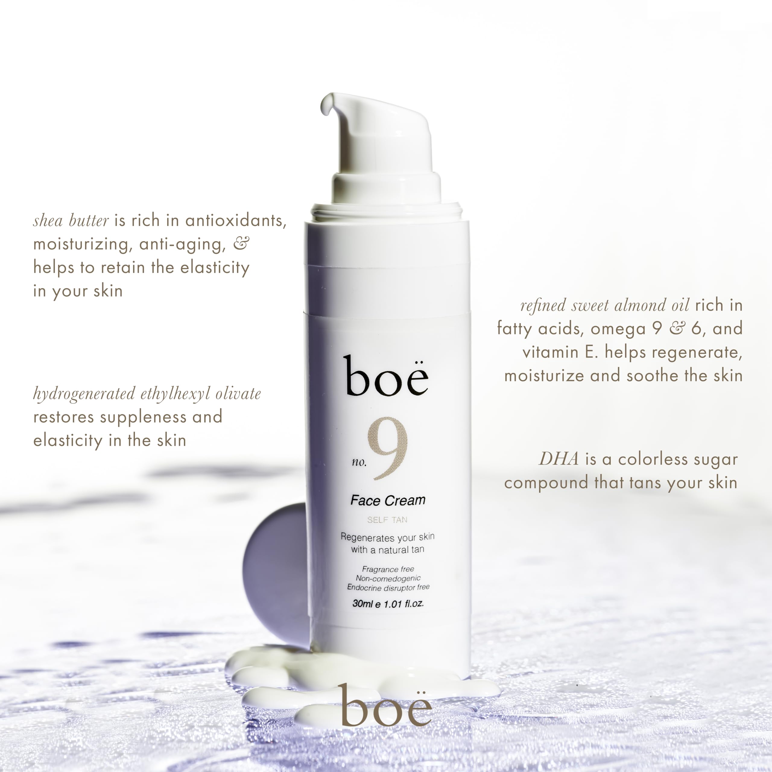 Boë No. 9 Hydrating Moisturiser Face Cream with Gradual Tan, Smooths, Softens, Anti-Ageing - Image 3