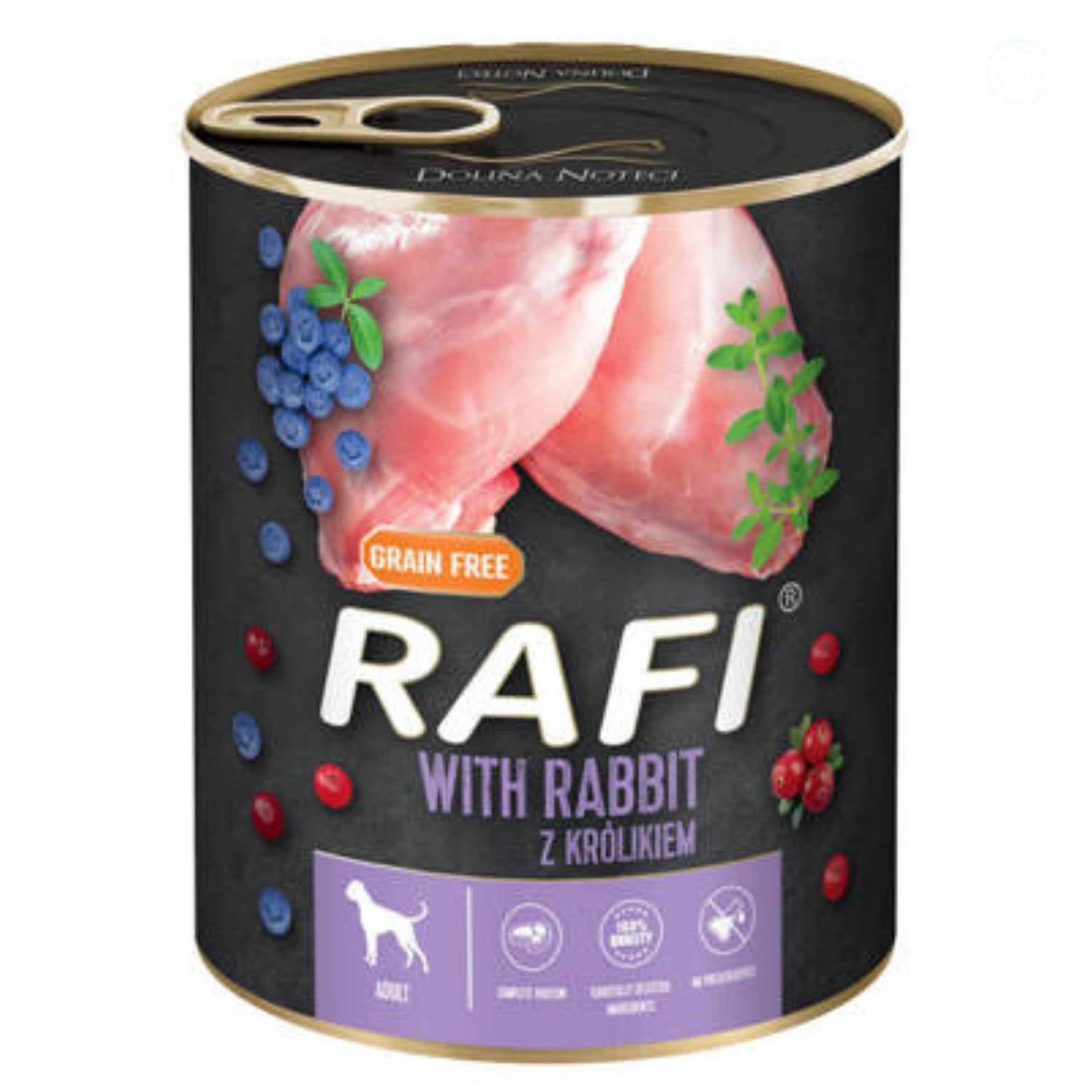 Rafi Complete Wet Dog Food: Meat & Natural Ingredients, Grain-Free, Immune-Boosting Superfoods in Every Flavour! Healthy & Tasty Nutrition for All Breeds! (Rabbit, 800g) โ image 1