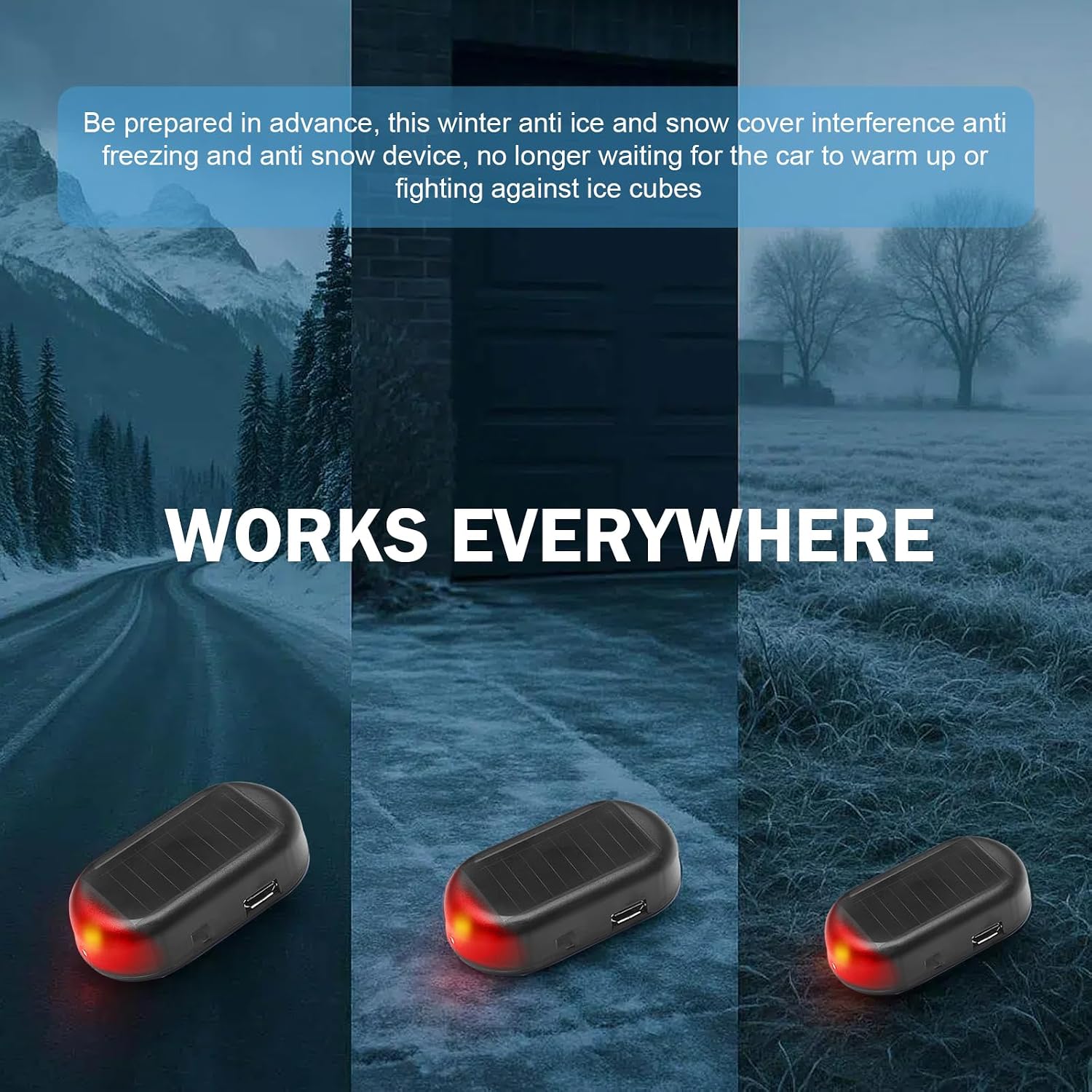2 PCS Car Interference Antifreeze Instrument, Electromagnetic Car Snow Removal Device, Portable Anti-Frost Defroster Windshield Heater, Universal for Most Cars (Black)