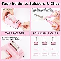 Vista 4 de Desk Organizers and Accessories Set with 360-Degree Rotating Pen Holder, Tape Dispenser, Stapler, Staple Remover, 1000 Staples, Tape, Clips Set