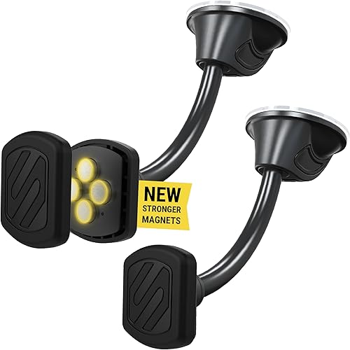 Scosche MXWDL - Soporte magnético para teléfono celular para el salpicaderoparabrisas de tu automóvil, soporte de teléfono con ventosa con imán