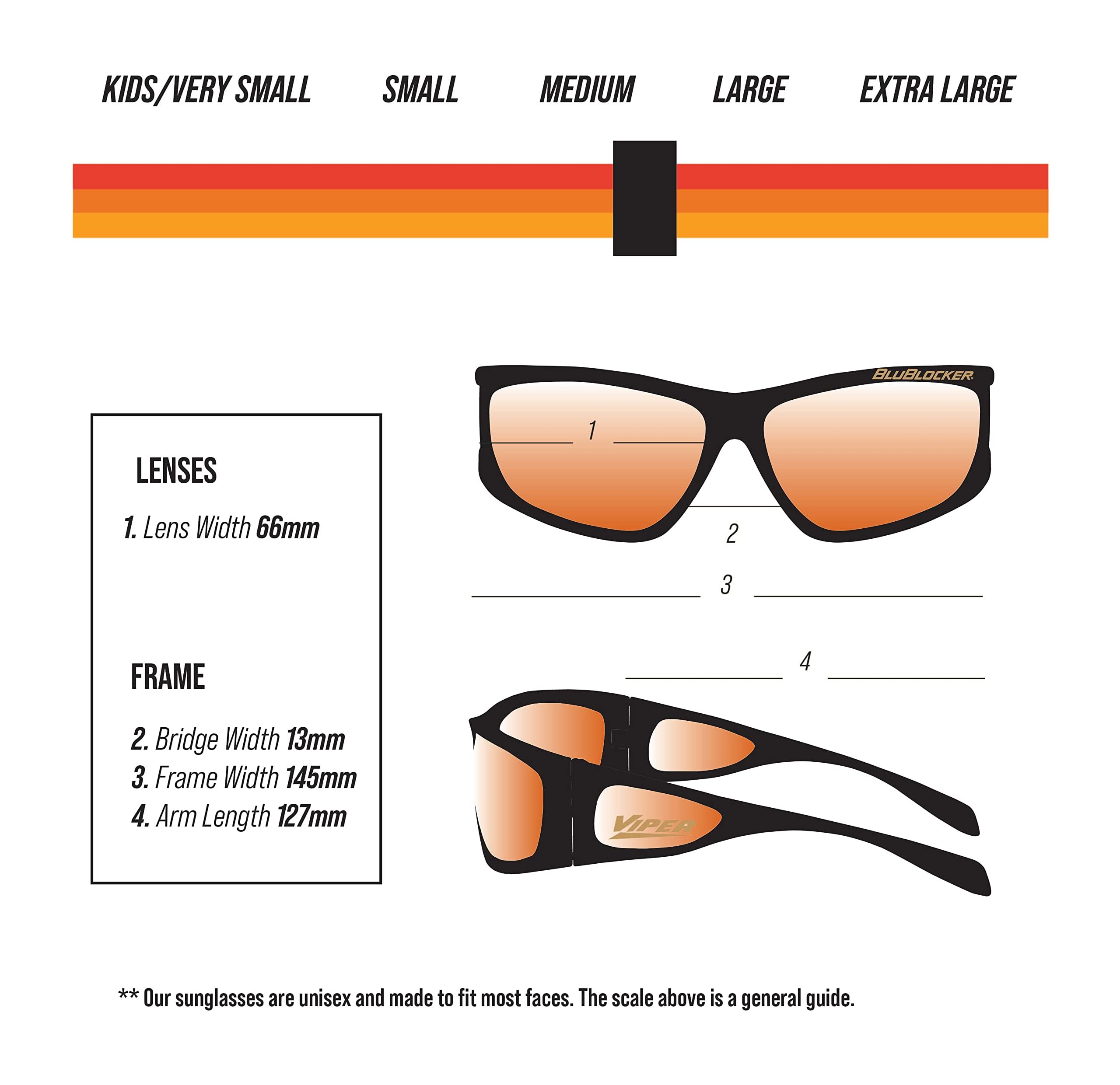 BluBlocker Gafas de sol polarizadas Viper, color negro, 100 % protección UV y luz azul. Agarre de goma., Negro -