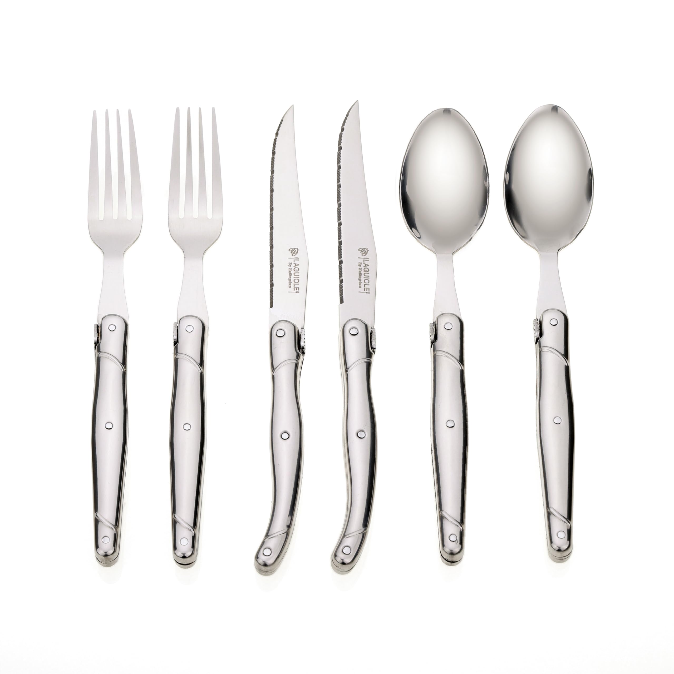 Flatware Set of 6 Light Fork Spoon Knives Premium Dishwasher Safe Stainless Steel Flatware Silverware with Gift Box